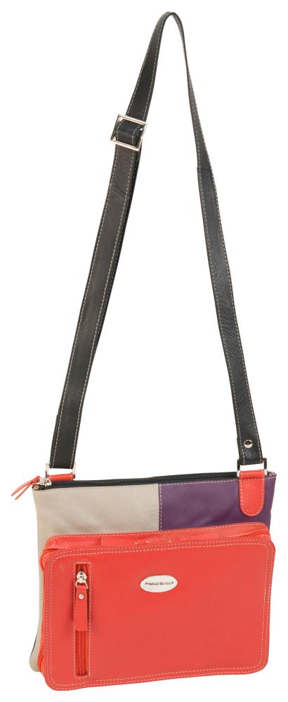 Franco Bonini - 1308 Leather Cross Body Handbag - Orange/Multi