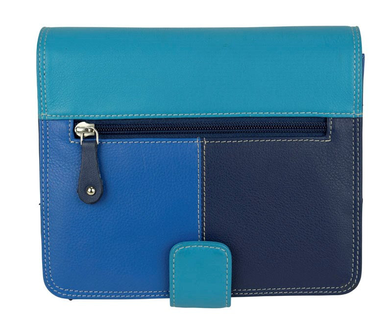 Franco Bonini - Ladies Leather Organiser Handbag - Blue/Multi-1