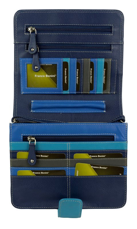 Franco Bonini - 1321 leather organised Handbag - Blue/Multi