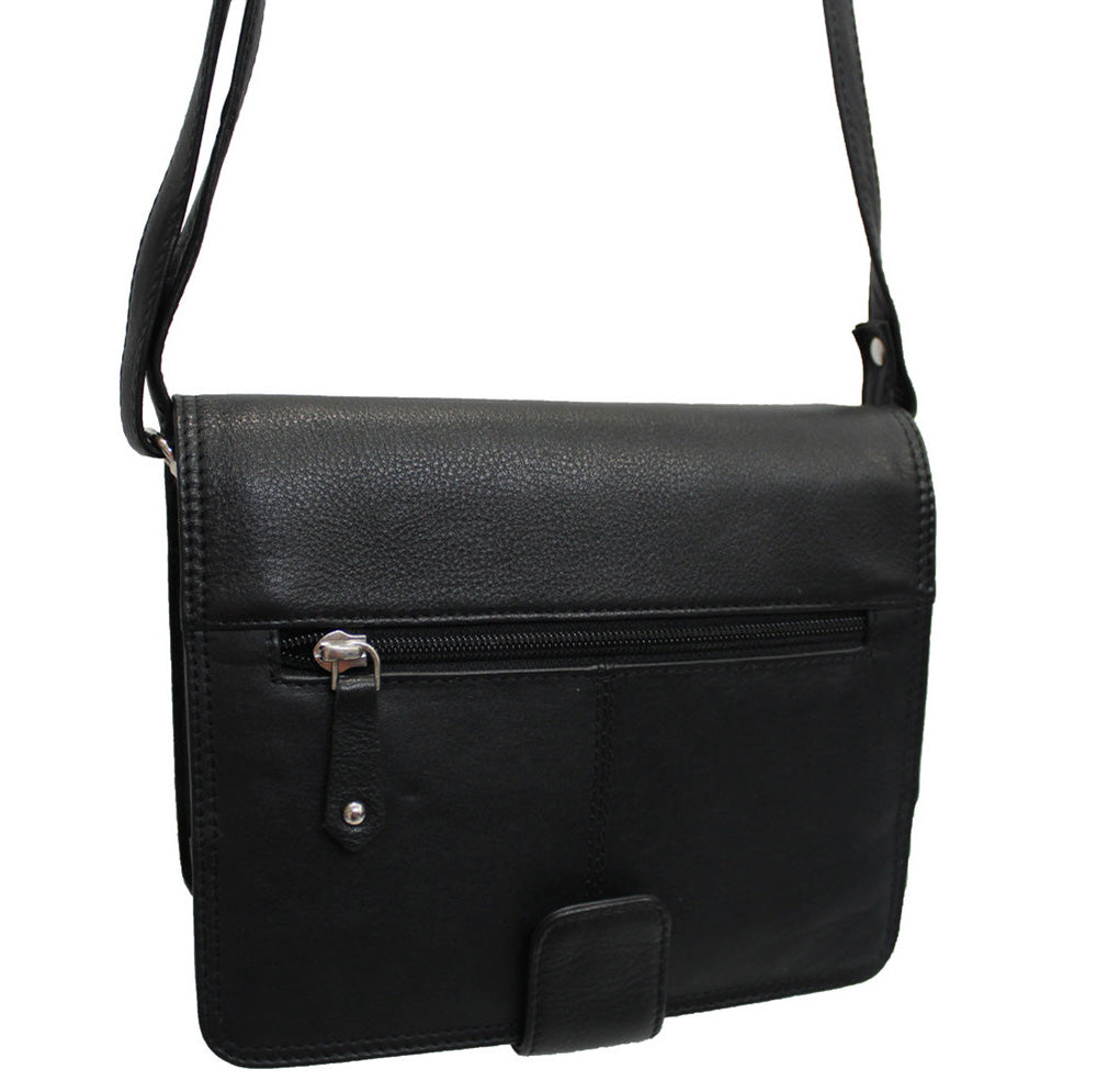 Franco Bonini - Leather Organiser Shoulder Bag - Black-1