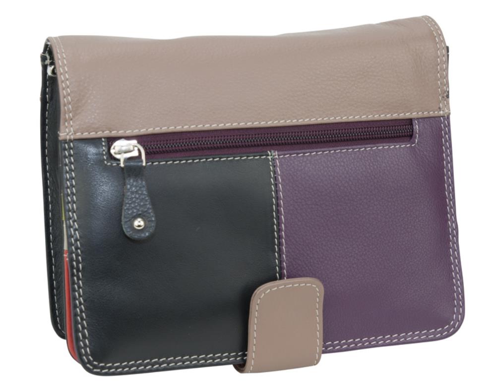 Franco Bonini - Leather Organiser Shoulder Bag - Purple/Multi-1