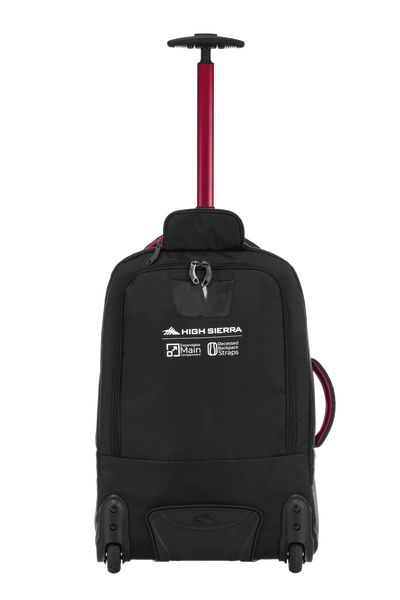 High Sierra - Composite V4 56cm Small RFID Wheeled Duffle With Backpack Straps - Black/Red-3
