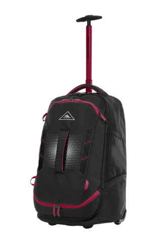 High Sierra - Composite V4 56cm Small RFID Wheeled Duffle With Backpack Straps - Black/Red