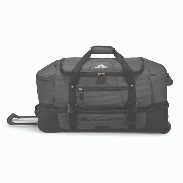 High Sierra - 71cm Fairlead drop bottom wheeled Duffle - Mercury/Black