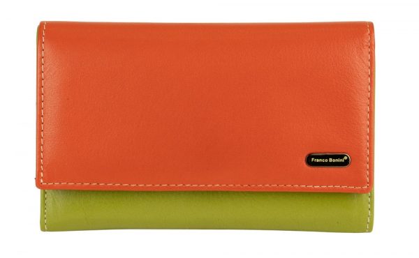 Franco Bonini 16-012 Orange/Multi 11 Card RFID Leather Wallet