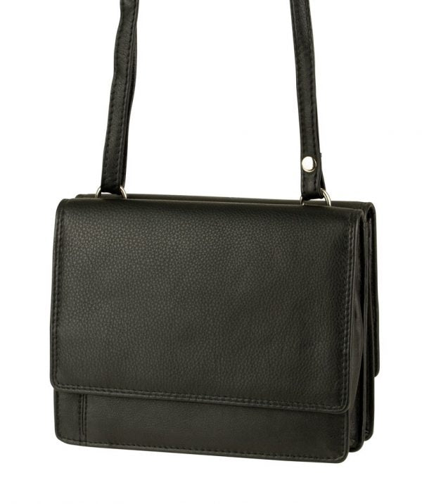 Franco Bonini 19-070 Black Leather 2 Sided Oraganiser Handbag
