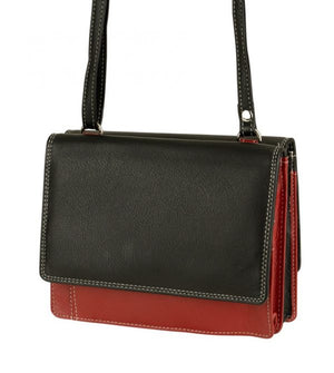 Franco Bonini 19-070 Black/Multi Leather 2 Sided Oraganiser Handbag