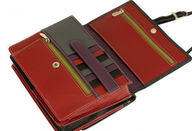 Franco Bonini 19-070 Black/Multi leather 2 sided oraganiser handbag - 0