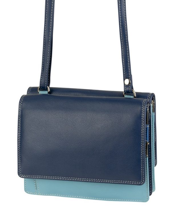 Franco Bonini - 19-070 Leather 2 sided Organiser Handbag - Blue/Mulit-1
