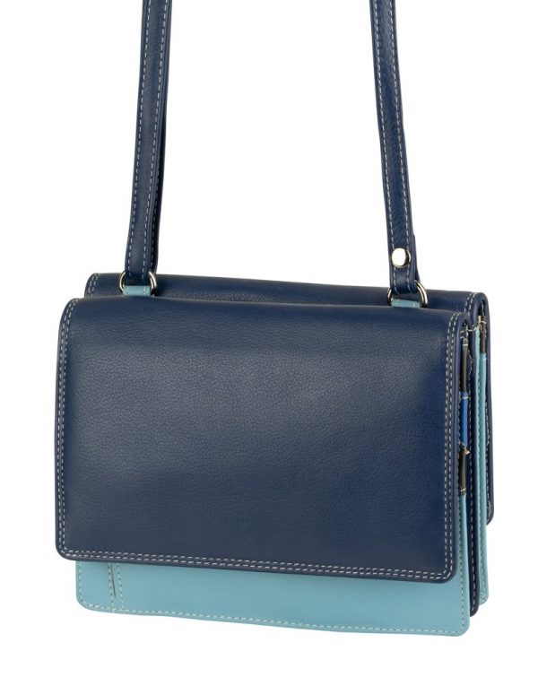 Franco Bonini 19-070 Blue/Multi Leather 2 Sided Oraganiser Handbag