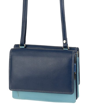 Franco Bonini 19-070 Blue/Multi Leather 2 Sided Oraganiser Handbag