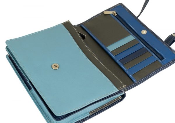Franco Bonini - 19-070 Leather 2 sided Organiser Handbag - Blue/Mulit-3