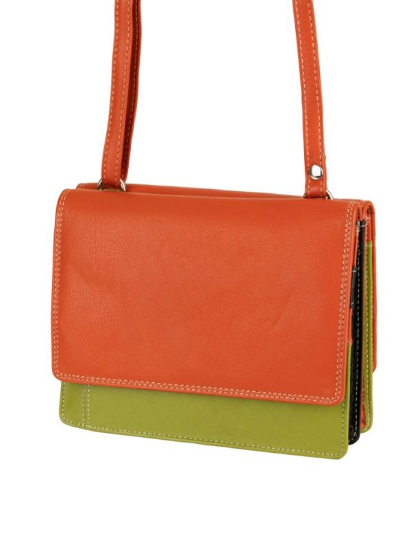 Franco Bonini 19-070 Orange/Multi Leather 2 Sided Oraganiser Handbag