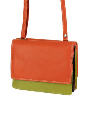 Franco Bonini 19-070 Orange/Multi Leather 2 Sided Oraganiser Handbag