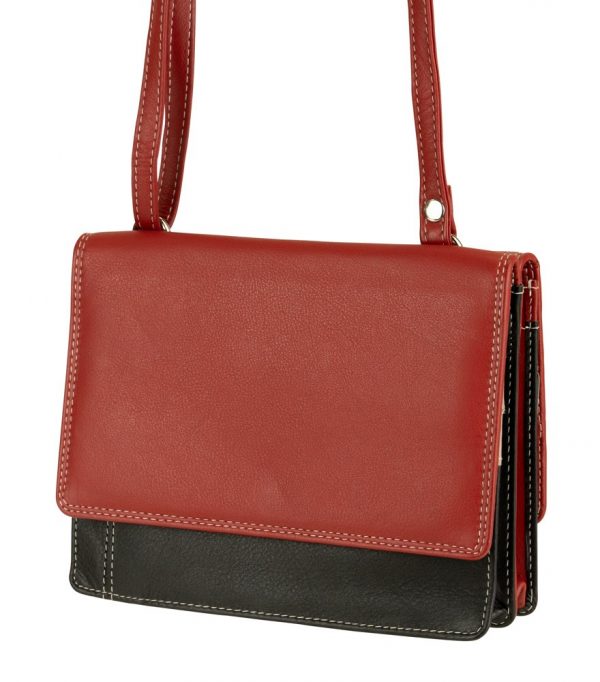 Franco Bonini - 19-070 Leather 2 sided Organiser Handbag - Red/Multi