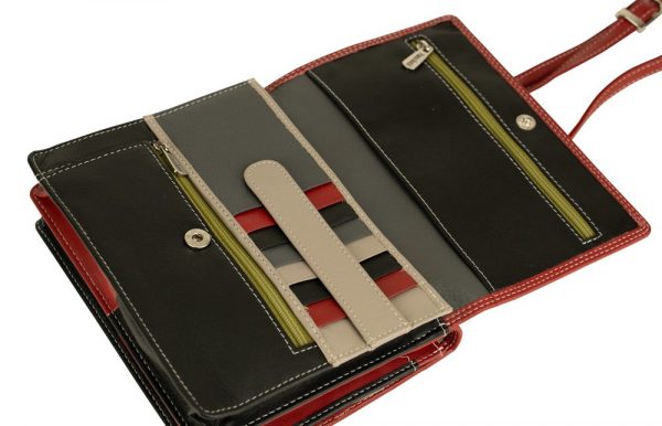 Franco Bonini - 19-070 Leather 2 sided Organiser Handbag - Red/Multi - 0