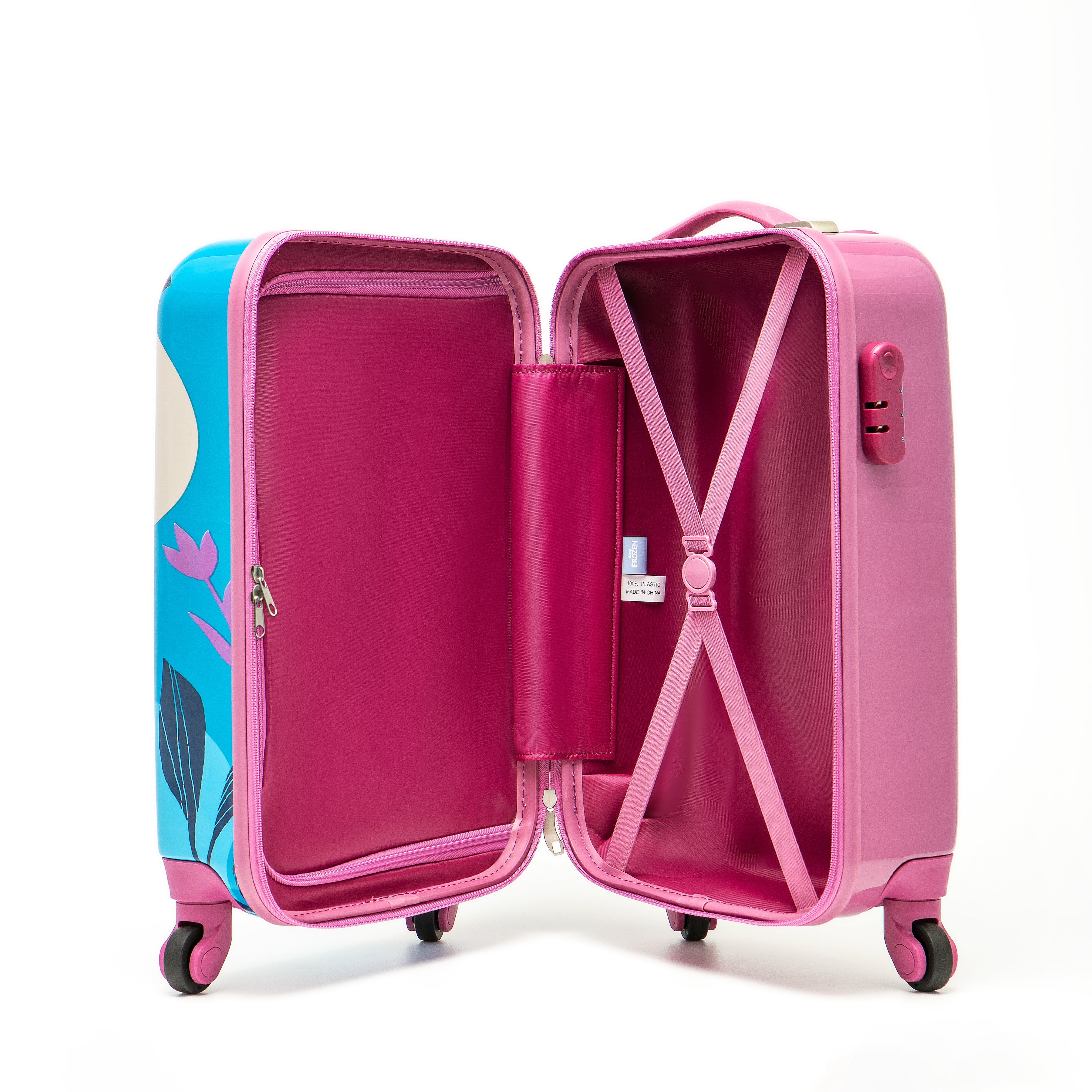 Disney - Frozen DIS206 19in Small 4 Wheel Hard Suitcase - Blue/Pink-5