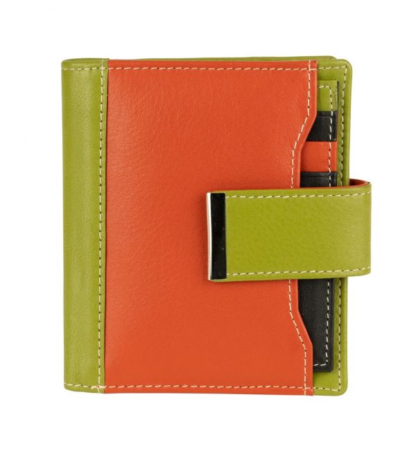 Franco Bonini 21-01 orange/multi RFID leather wallet removable card holder