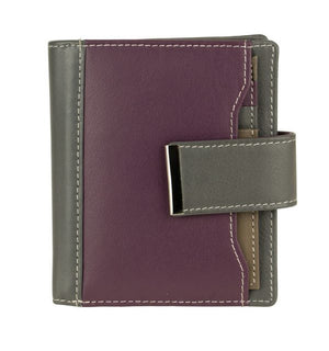 Franco Bonini 21-01 Purple/Multi RFID Leather Wallet Removable Card Holder