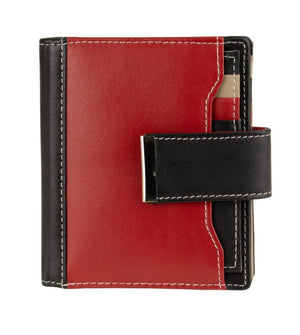 Franco Bonini 21-01 Red/Multi RFID Leather Wallet Removable Card Holder