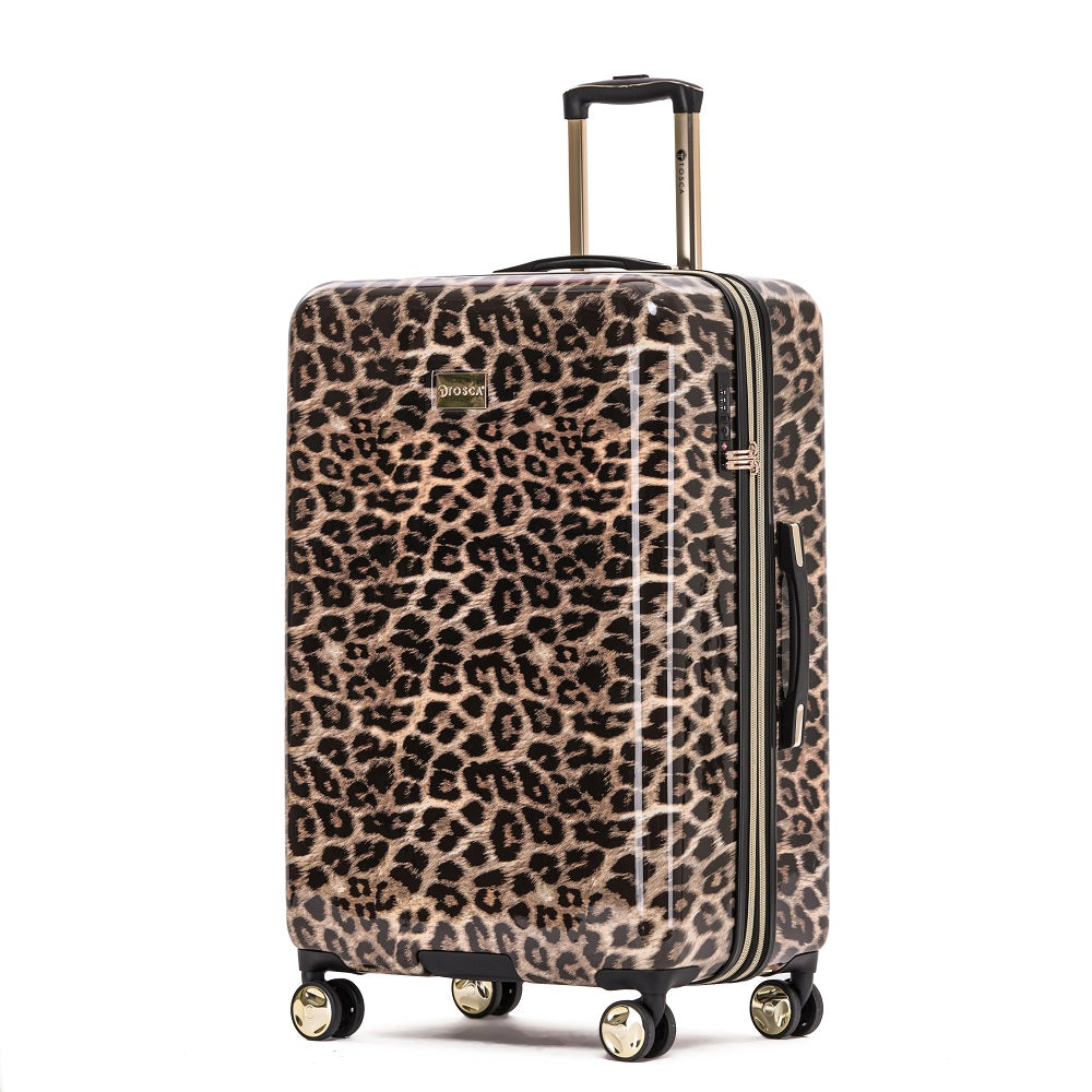 Tosca - 29in Large 4 Wheel Hard Suitcase - Leopard