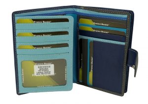 Franco Bonini - 2907 Ladies 24 Card Leather Wallet - Blue/Multi-3