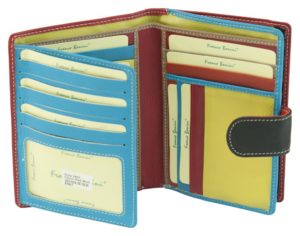 Franco Bonini - 2907 Ladies 24 Card Leather Wallet - Red/Multi-2