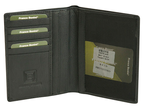 Franco Bonini - 3047 Leather Passport & Credit Card Cover - Black