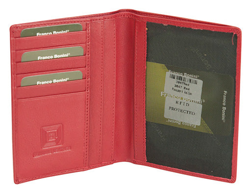 Franco Bonini - 3047Leather Passport & Credit Card Cover - Red