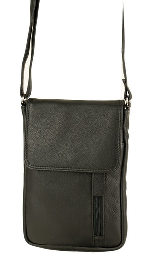 Franco Bonini 7020 - Leather Small Crossbody Phone Bag - Black