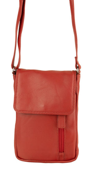 Franco Bonini 7020 - Leather Small Crossbody Phone Bag - Red