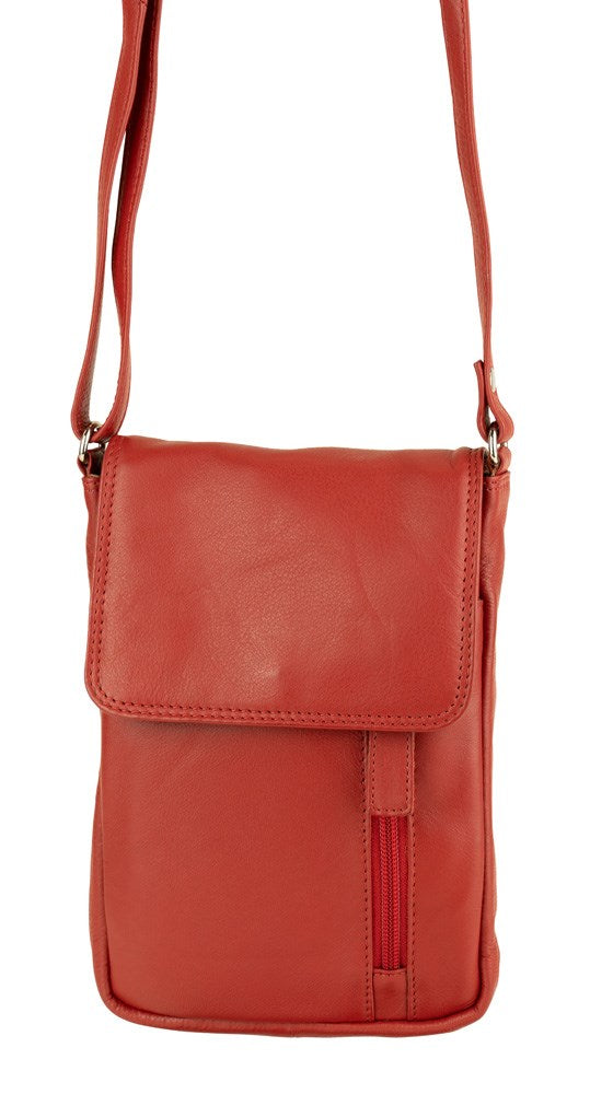 Franco Bonini 7020 - Leather Small Crossbody Phone Bag - Red