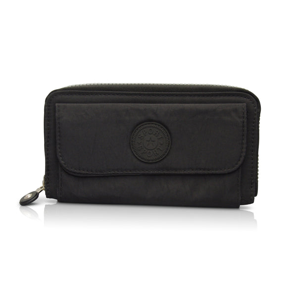 Cienna - KP19008 Large Zip Wallet with Phone Pouch - Black