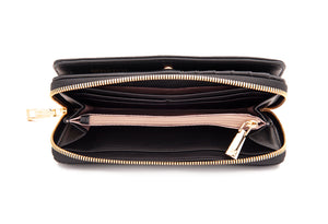 Madison - MW-5001 Mila Zip Around Gusseted Wallet w/ Front Tab - Black