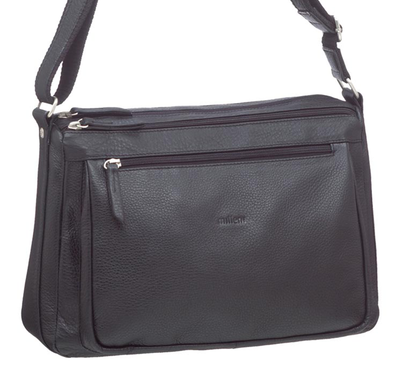 Milleni - Leather Cross Body Bag - Black