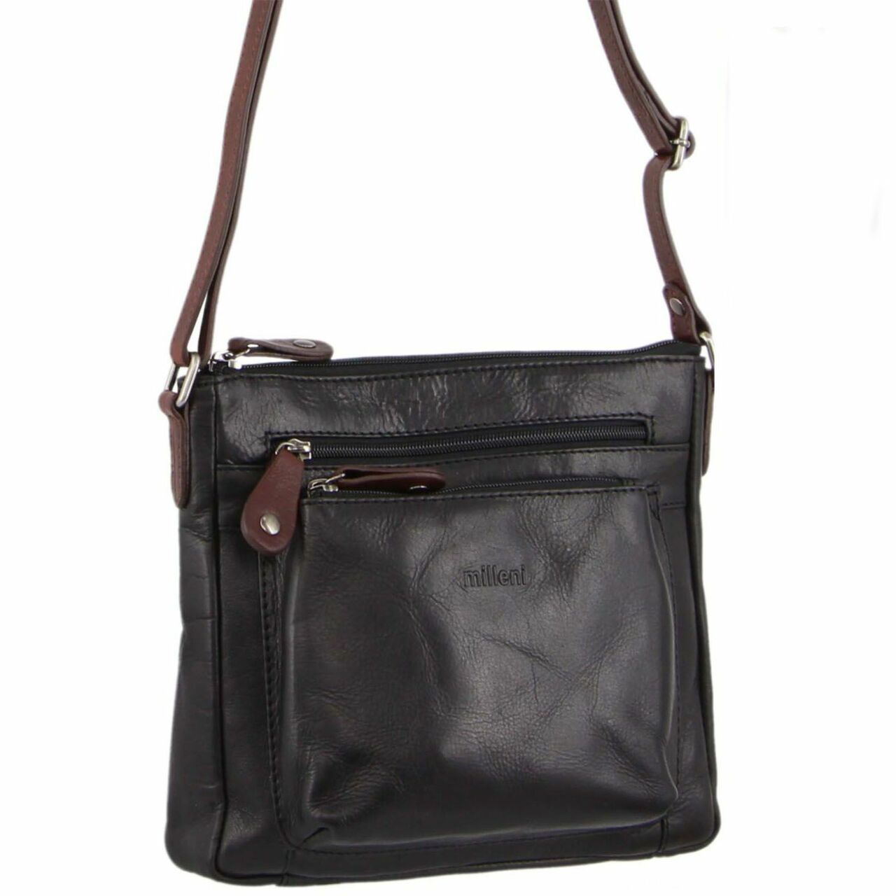 Milleni NL2598 Black/Chestnut Leather Cross-Body