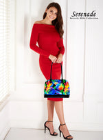 Serenade - SN36-0378 Rainbow Rose Leather Handbag - Rainbow