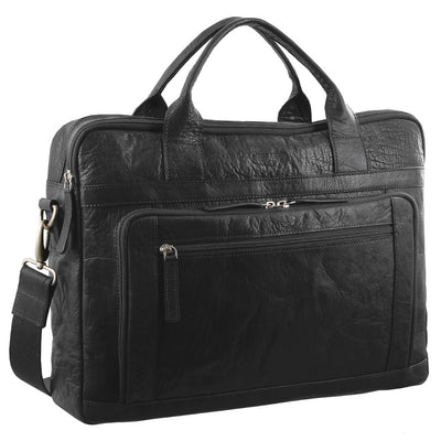 Pierre Cardin - PC2797 Rustic Leather Business/Computer Bag - Black
