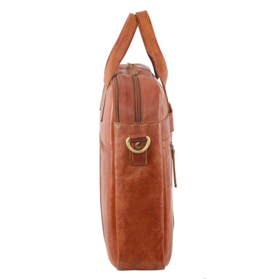 Pierre Cardin Rustic Leather Computer Bag with double handles and front zip compartment