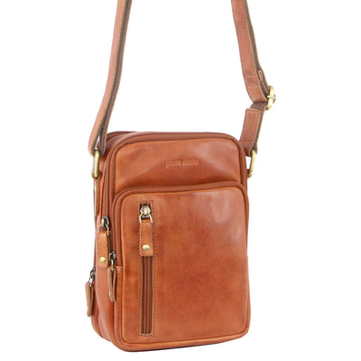 Pierre Cardin Rustic Leather Multi-Compartment Cross-Body Bag