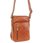 Pierre Cardin Rustic Leather Multi-Compartment Cross-Body Bag