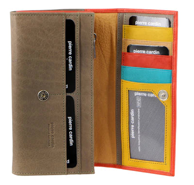 Pierre Cardin - PC3262 Leather multi colour large Wallet - Orange/Taupe-2