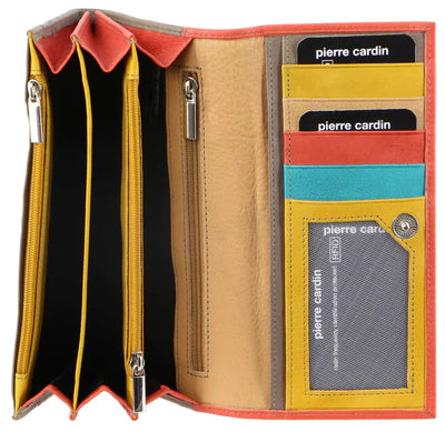 Pierre Cardin - PC3262 Leather multi colour large Wallet - Orange/Taupe-3