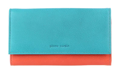 Pierre Cardin - PC3262 Leather multi colour large Wallet - Turquoise/Orange
