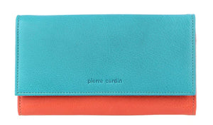 Pierre Cardin - PC3262 Leather Multi Colour Large Wallet - Turquoise/Orange