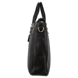 Pierre Cardin Rustic Leather Multi-Zipper Computer Bag in Black - 0