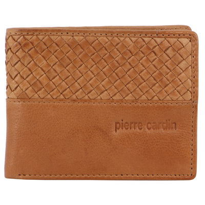 Pierre Cardin Woven-Embossed Leather Mens TriFold Wallet