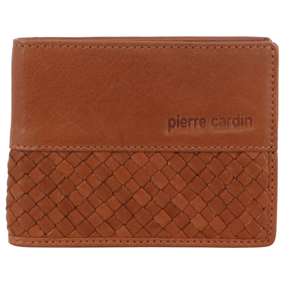 Pierre Cardin Woven-Embossed Leather Mens BiFold Wallet with money clip