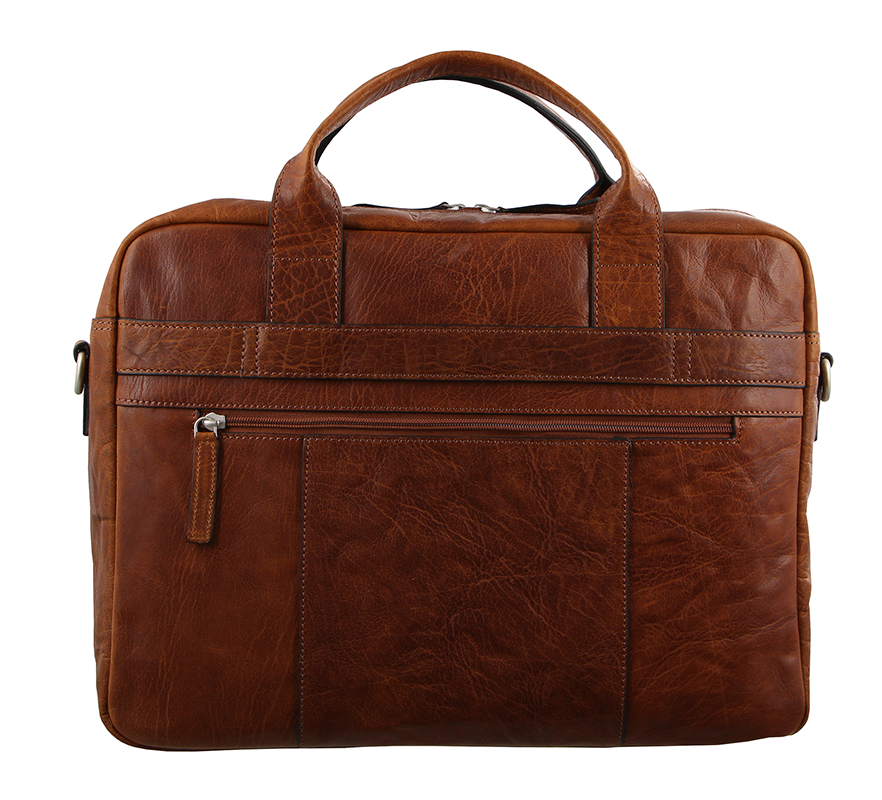 Pierre Cardin - PC2797 Rustic Leather Work/Computer Bag - Chestnut