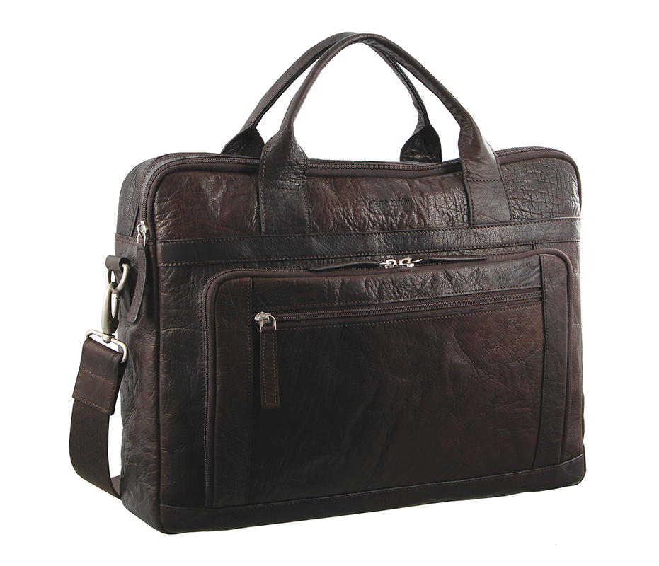 Pierre Cardin - PC2797 Rustic Leather Work/Computer Bag - Brown-1